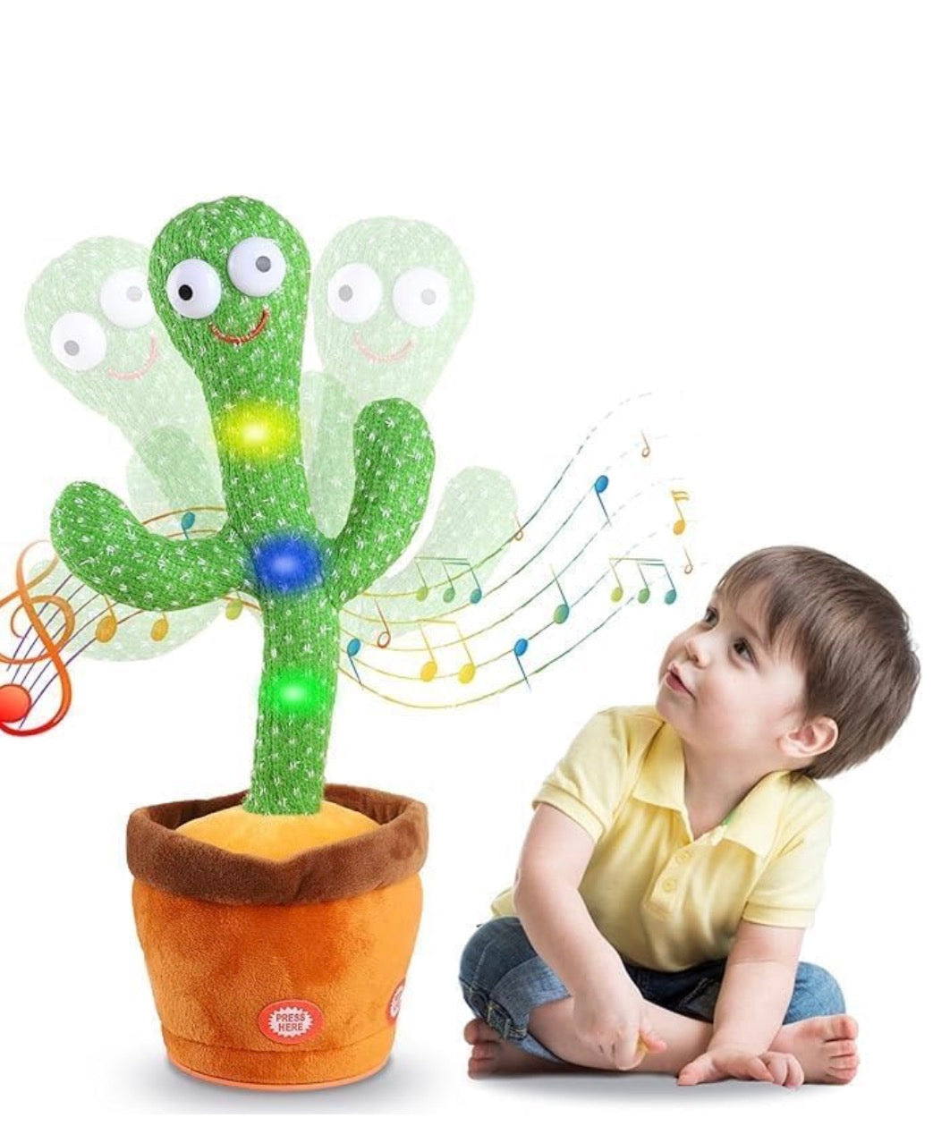 Dancing Cactus Pro | Recahargeable | Baby Toddlers, Kids and Children, USB Charging Taking Cactus Toy , LED Lights, Voice Recording Age 1-10 Years (Green)